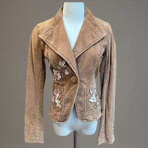 Embroidered Cropped Bolero Cord Jacket